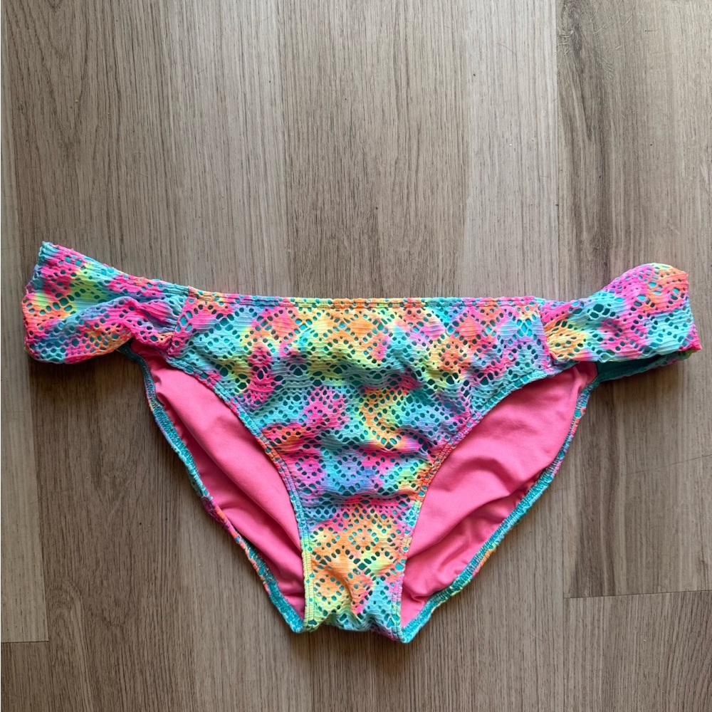 PINK Victoria's Secret Multicolor Tie Dye Crochet Bikini Bottom